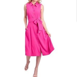 Anne Klein Hot Pink Shirt Dress with Pockets